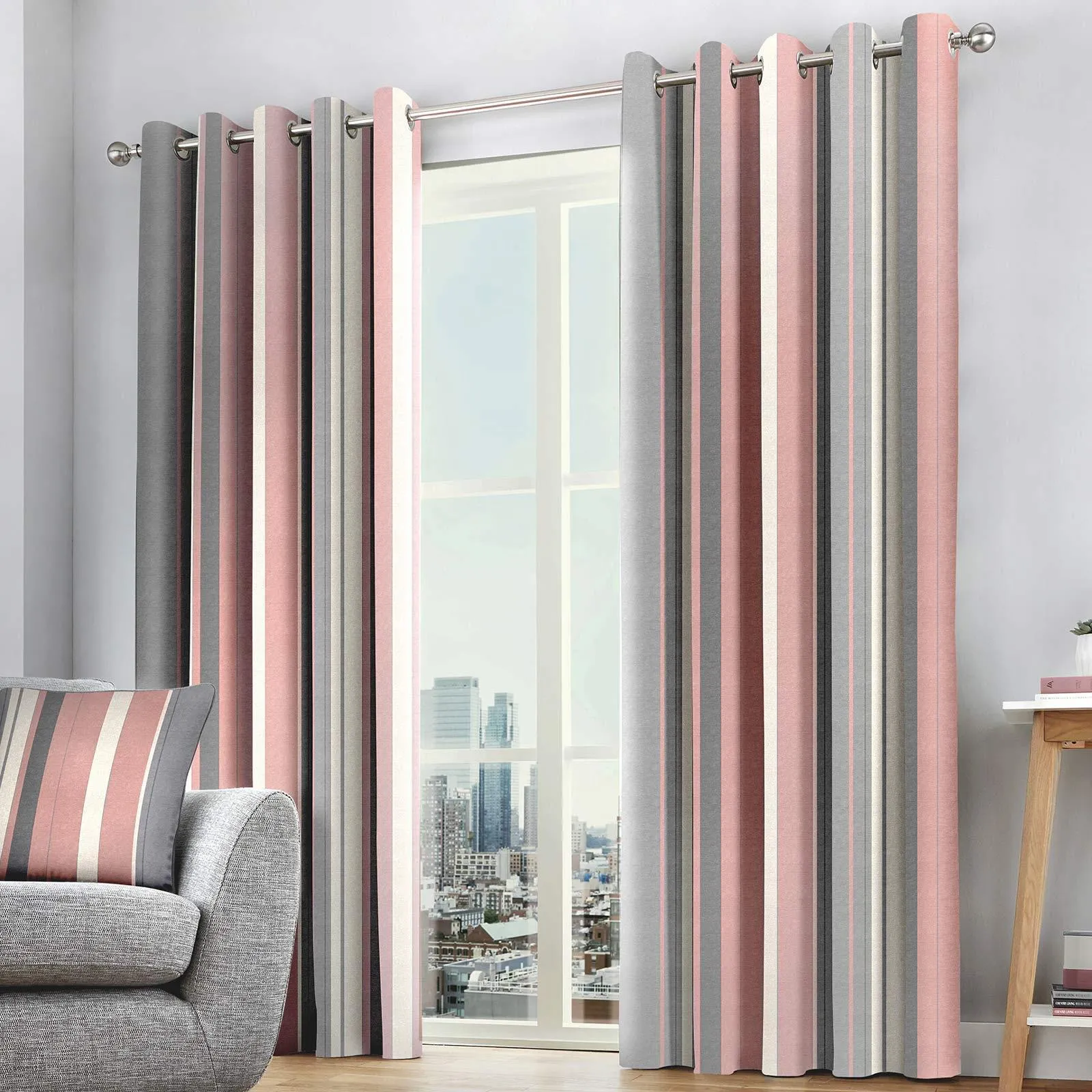 Whitworth Stripe Lined Eyelet Curtains