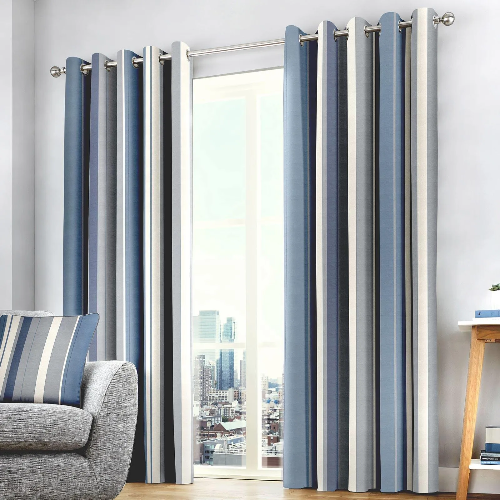 Whitworth Stripe Lined Eyelet Curtains