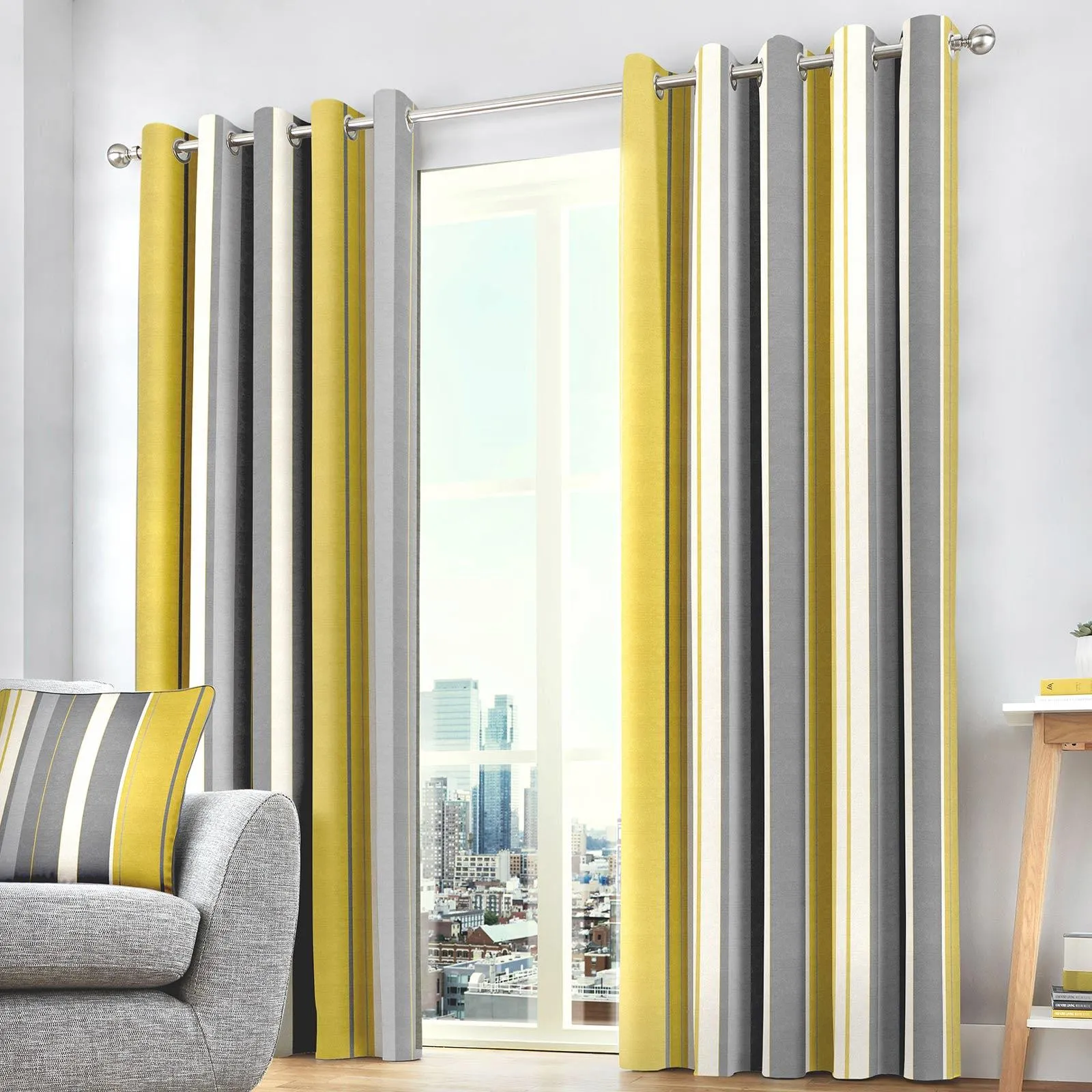 Whitworth Stripe Lined Eyelet Curtains