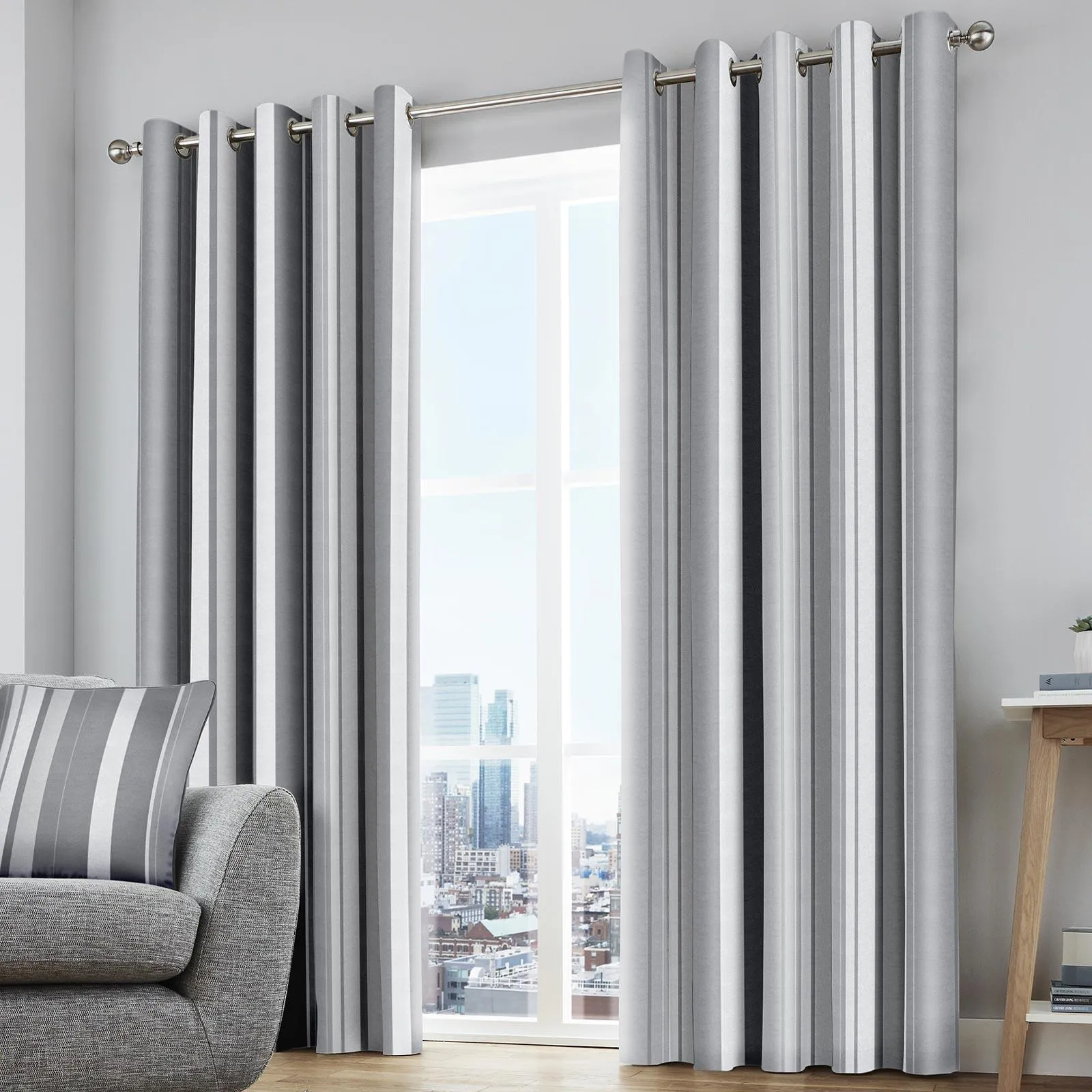 Whitworth Stripe Lined Eyelet Curtains