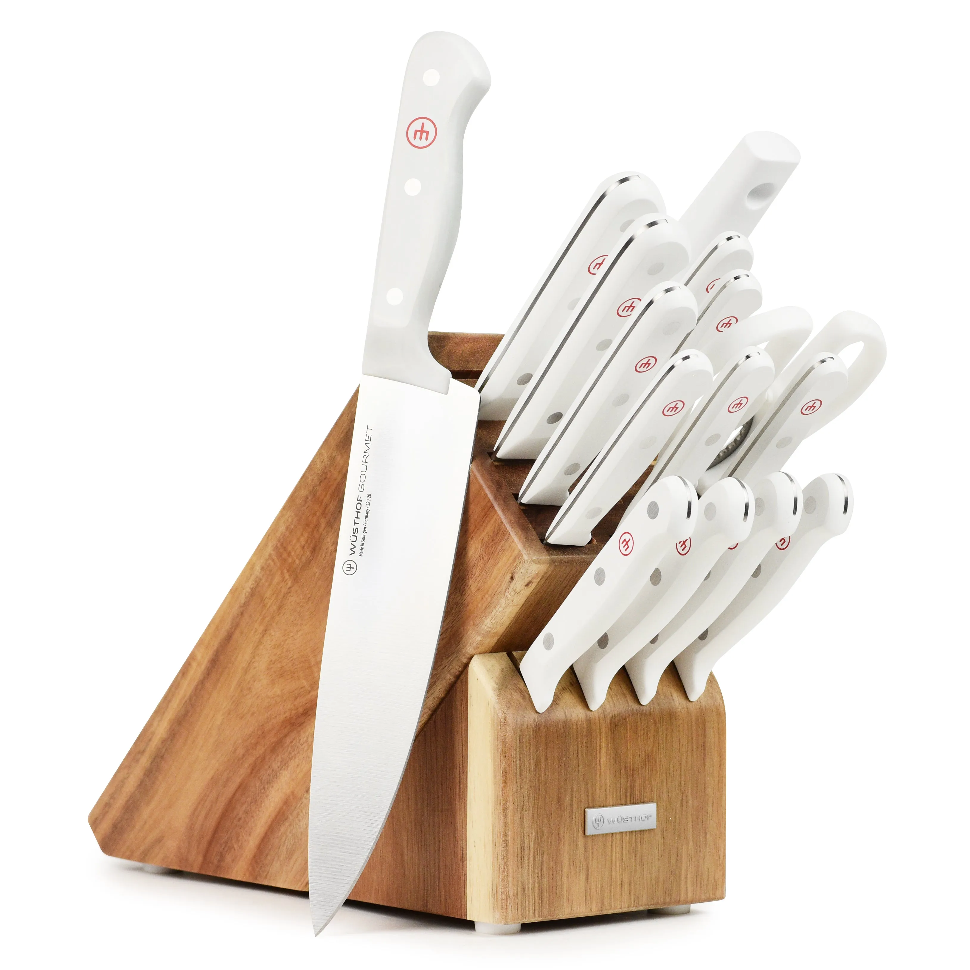 Wusthof Gourmet 16 Piece Acacia Knife Block Set with White Handles