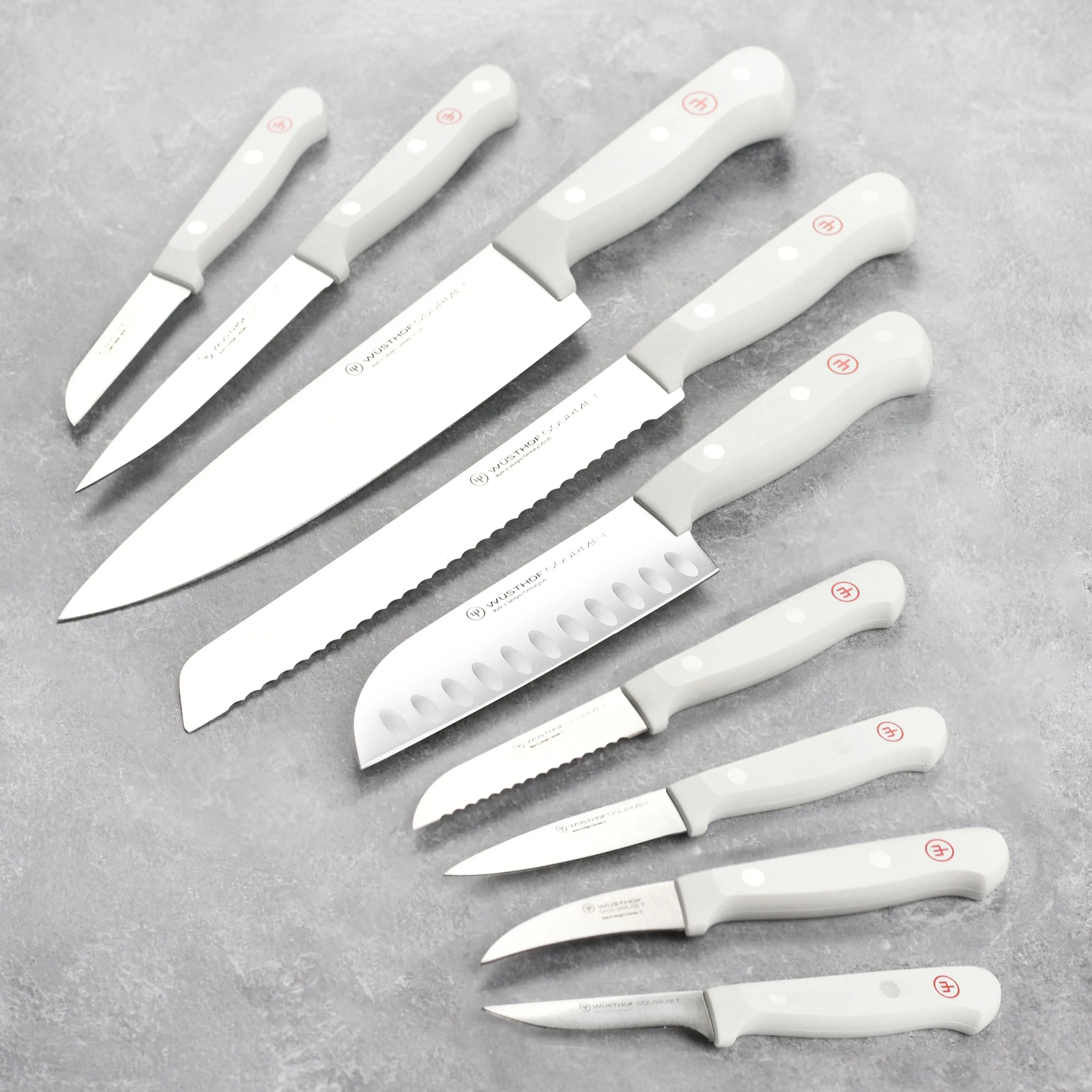 Wusthof Gourmet 16 Piece Acacia Knife Block Set with White Handles