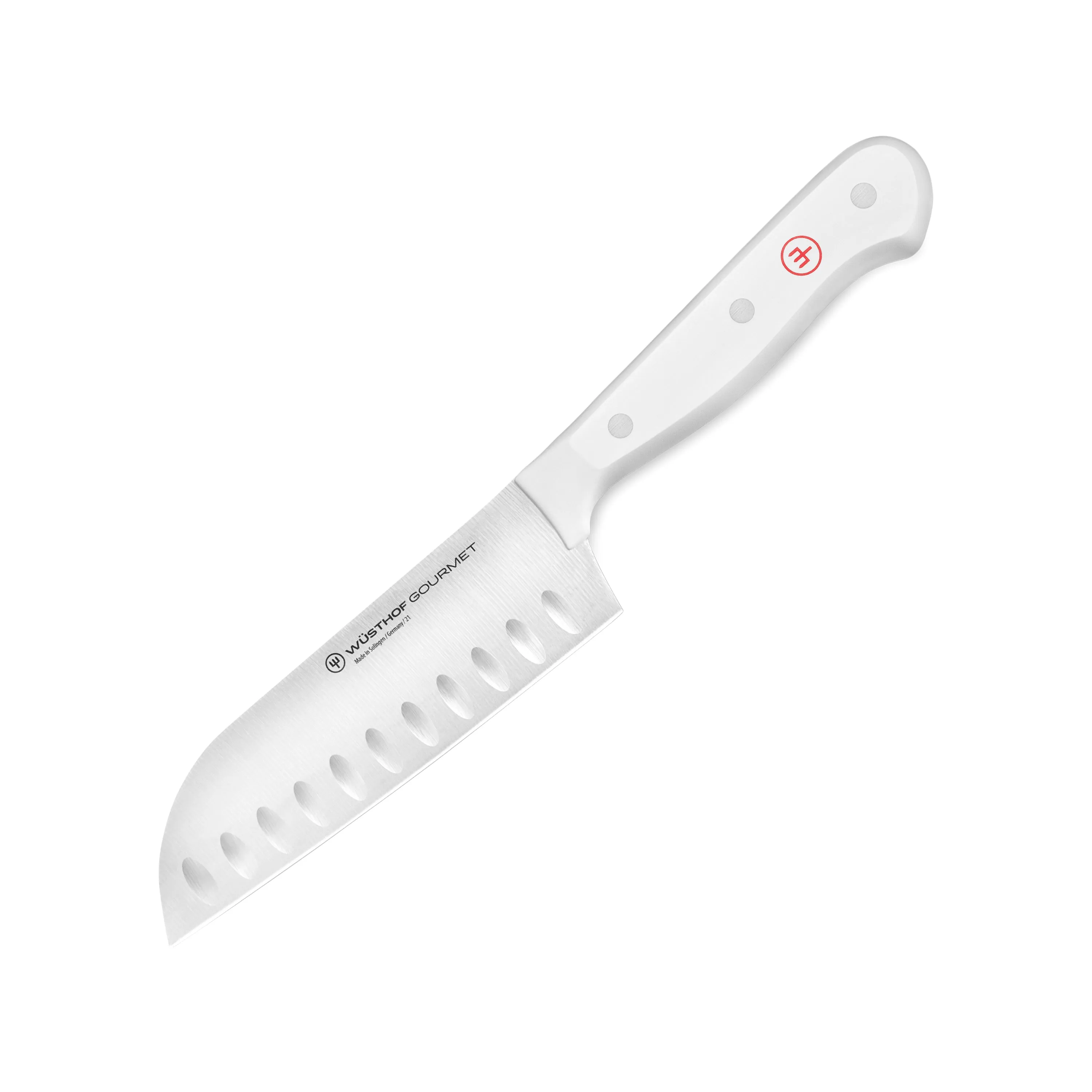 Wusthof Gourmet 5" Hollow Edge Santoku Knife, White Handle