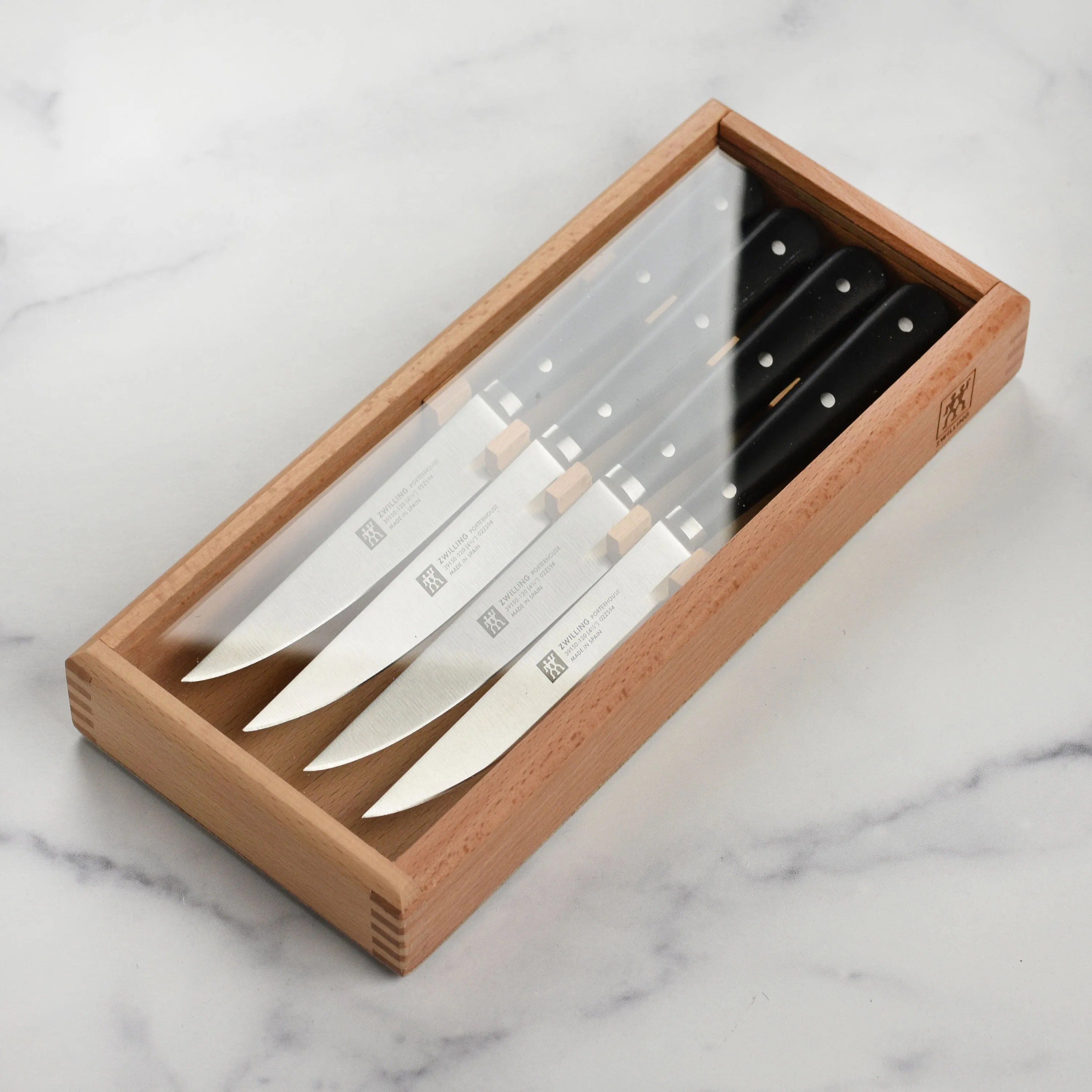 Zwilling 4 Piece Porterhouse Steak Knife Set with Wood Box