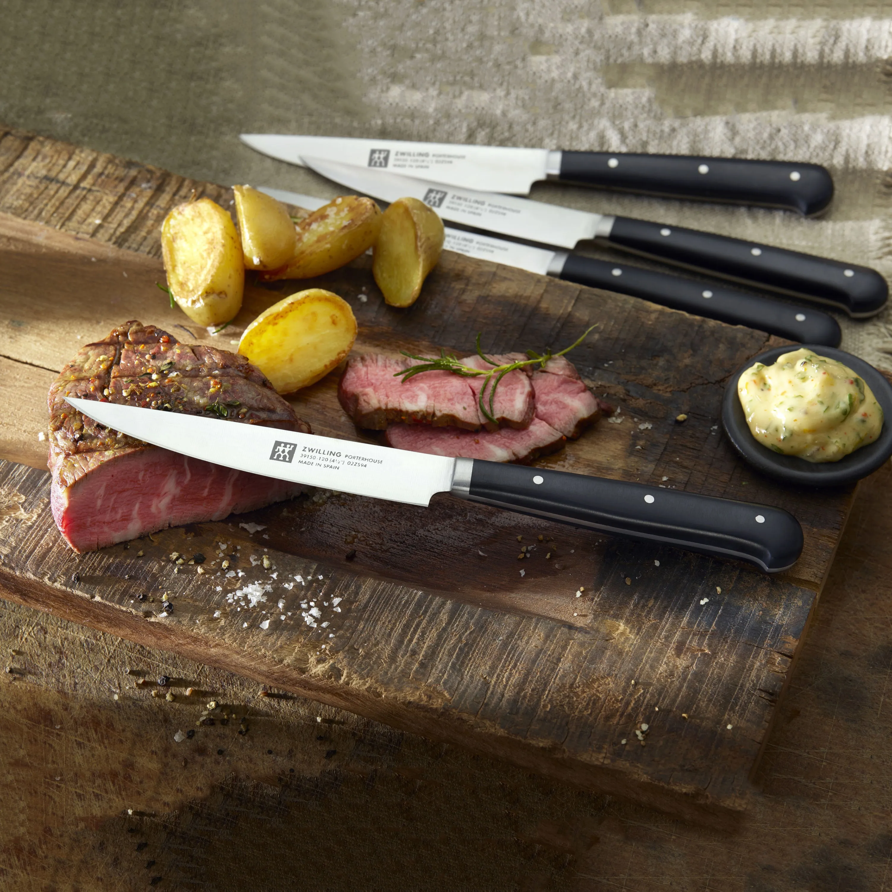 Zwilling 4 Piece Porterhouse Steak Knife Set with Wood Box